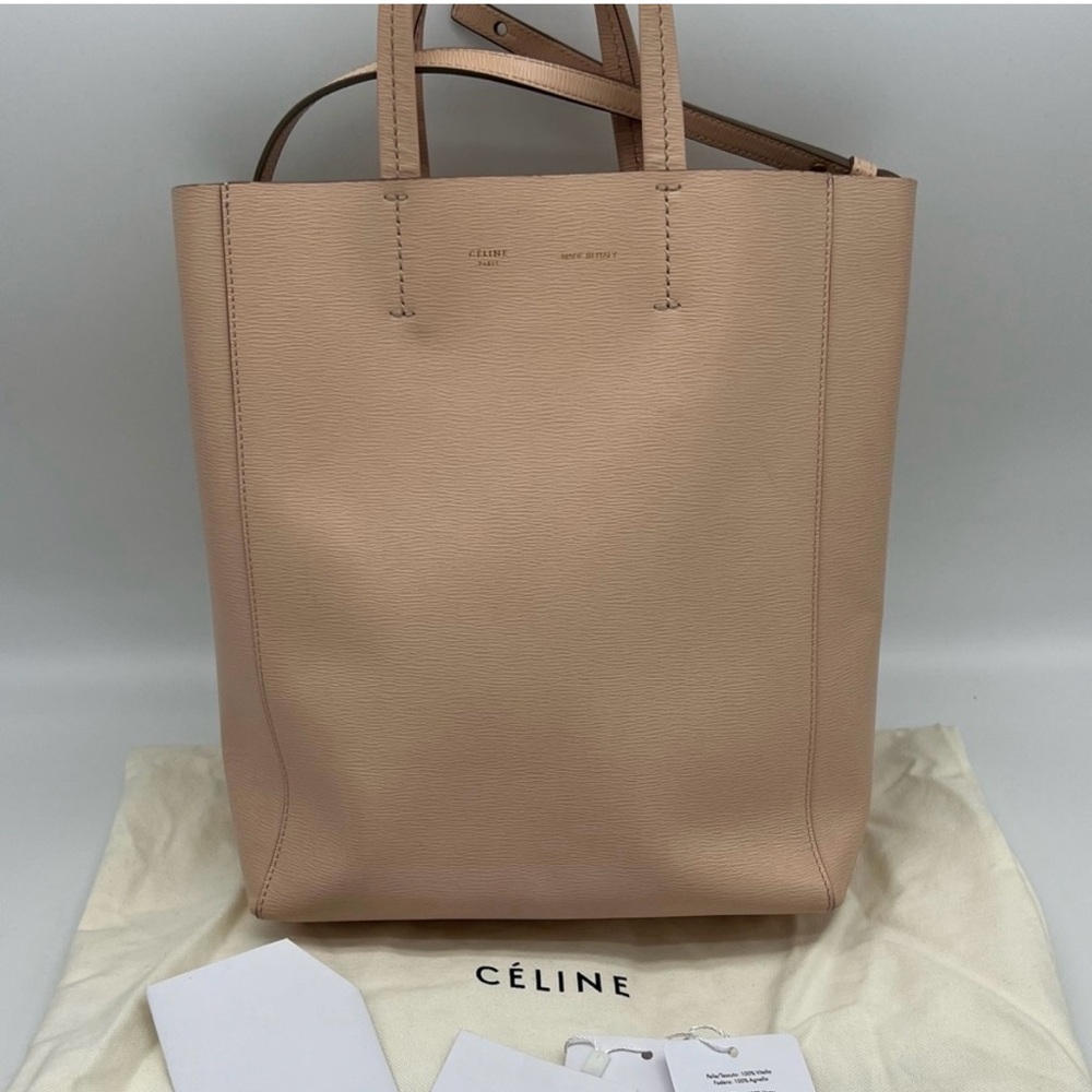 Authentic Celine Cabas Vertical Leather Small Tote Bag with Classic Design